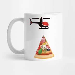 Helicopter delivery with big deal pizza - I love Pizza Mug